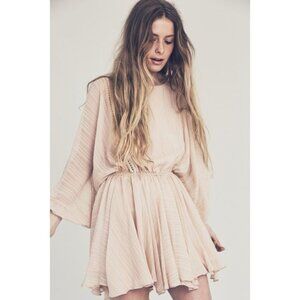 $425 LoveShackFancy Noelle Peach Pink Ballon Sleeves Silk Mini Dress size S